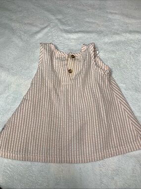Striped Sleeveless Baby Dress in Peach and White